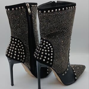 Studded Black Stiletto Boots
